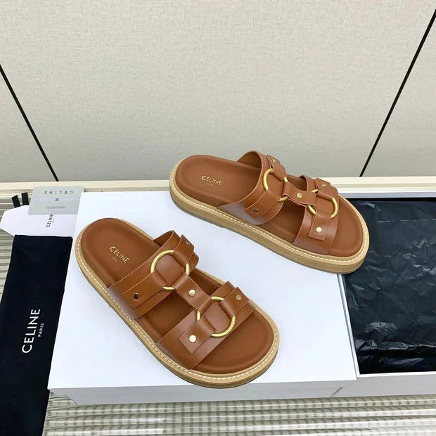 Celine 26 Tippi Sandals Tan Calfskin Leather 732495