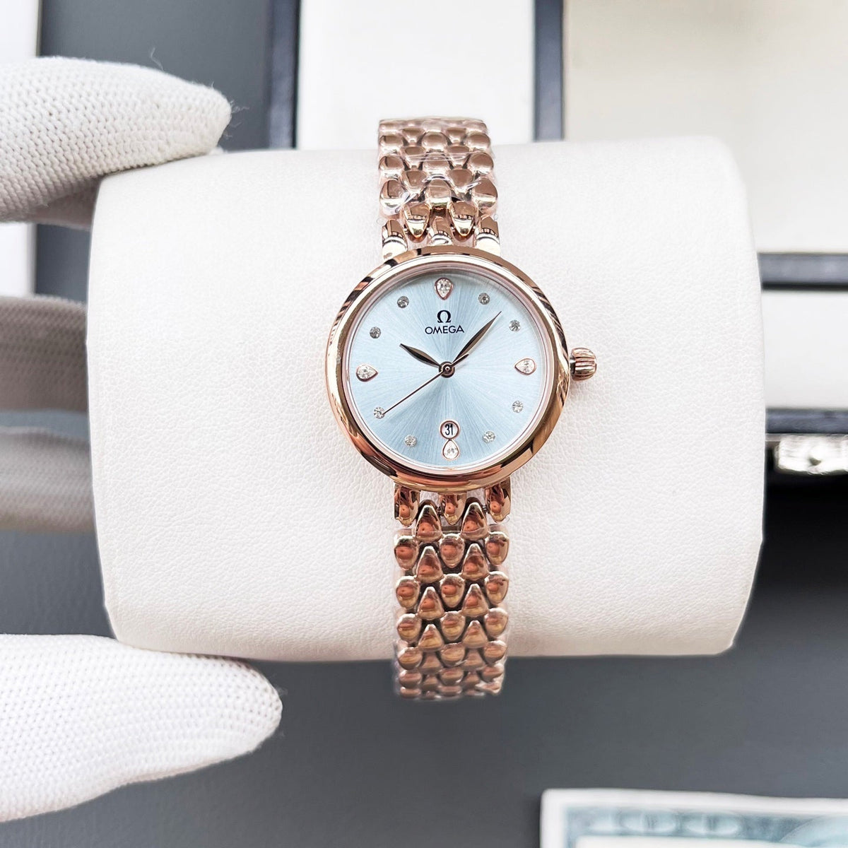 Omega De Ville 28mm Pink Gold Strap