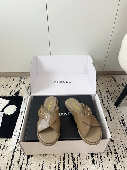 Chanel 2026 Cross-Strap Sandals Sheepskin Leather 778279
