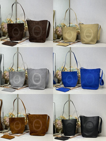 Dior 2026 Medaillon Bucket Bag Suede and Leather 159057