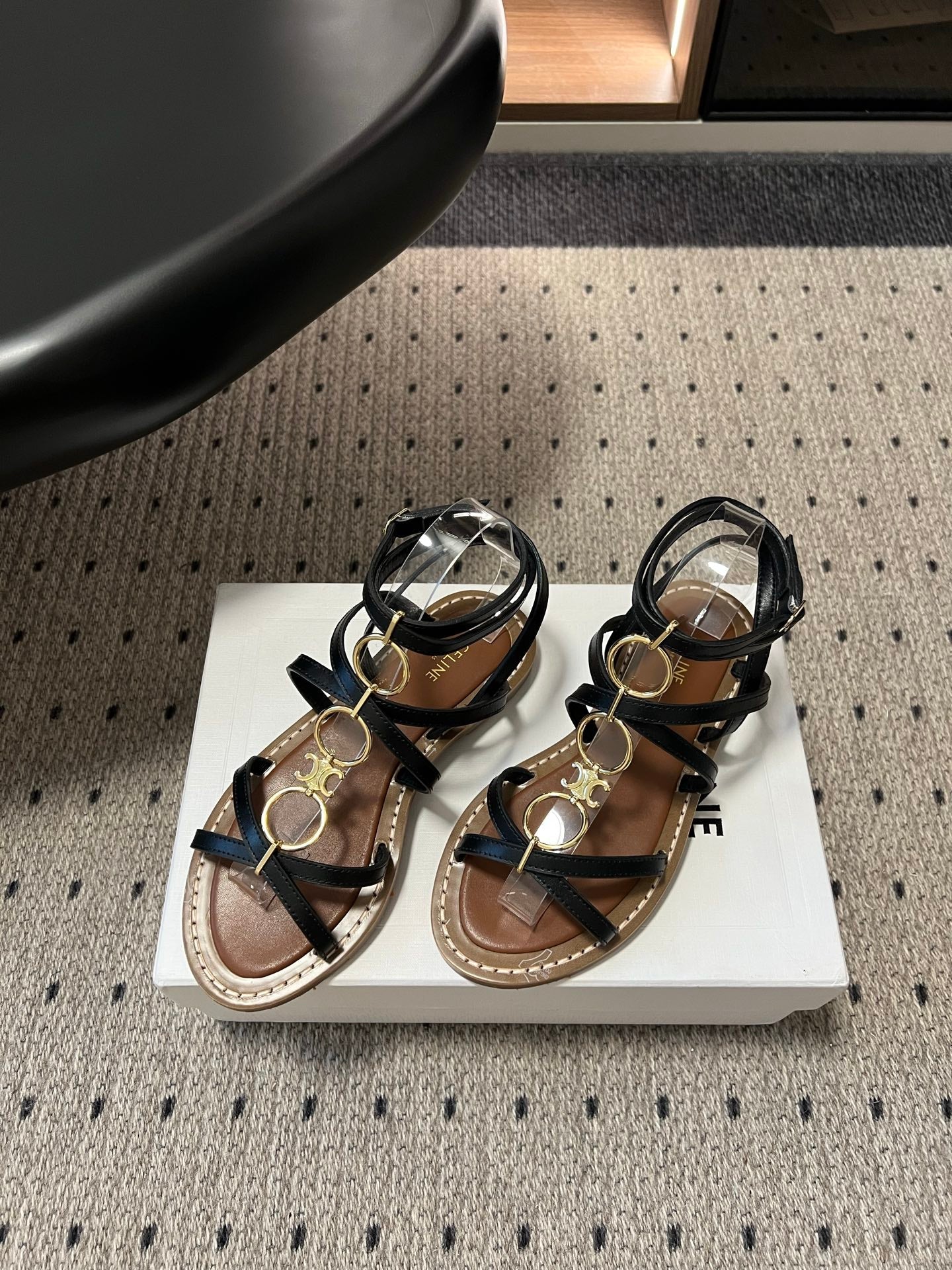 Celine 26ss Lympia Strappy Sandals Calfskin Leather