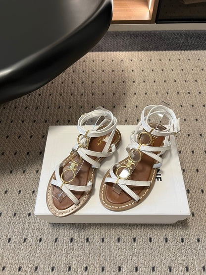 Celine 26ss Lympia Strappy Sandals Calfskin Leather