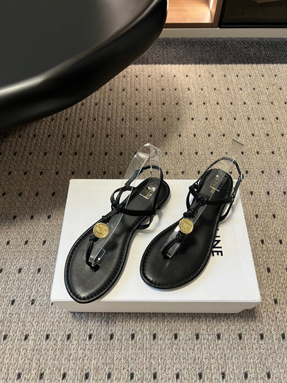 Celine 26ss Penny Thong Flat Sandals Goatskin Leather