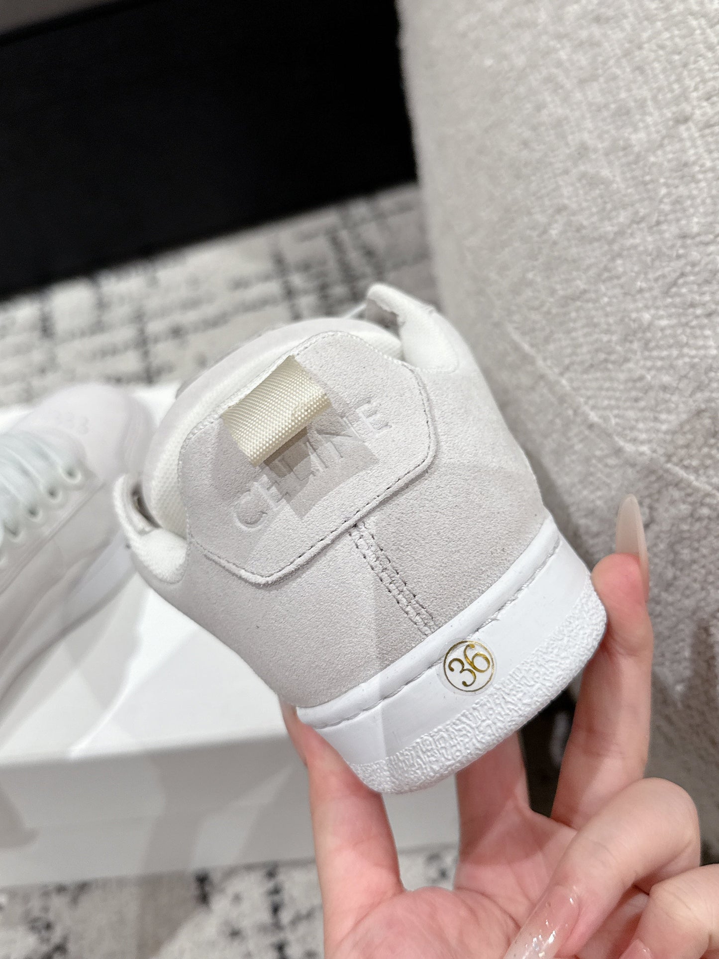 CELINE 25C Huntington Low Top Sneaker White Suede 232344