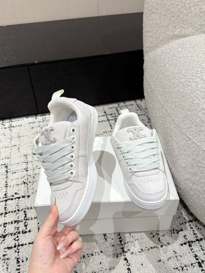 CELINE 25C Huntington Low Top Sneaker White Suede 232344