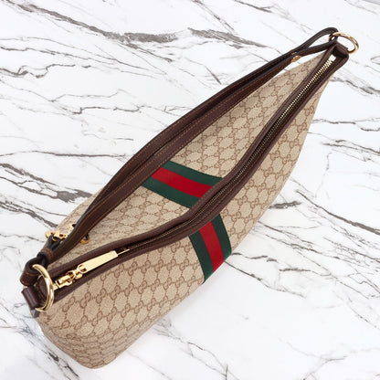 Gucci 2026 Large Shoulder Bag With Web 40cm Sand mix Brown Canvas Leather