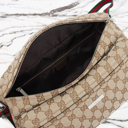Gucci 2026 Tag Crossbody Bag 30cm Sand mix Brown Canvas