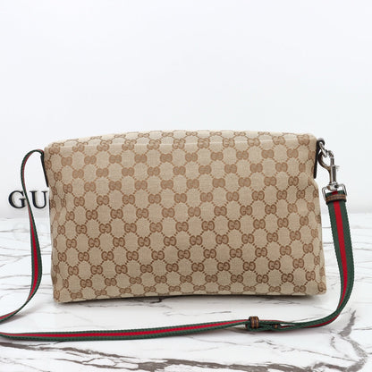 Gucci 2026 Tag Crossbody Bag 30cm Sand mix Brown Canvas