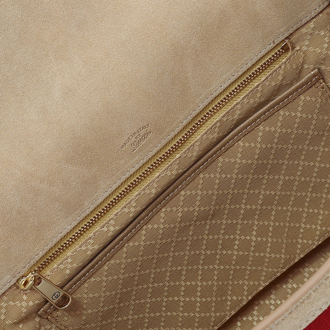 Gucci 2026 Paparazzo Shoulder Bag 37cm Beige Red Green Leather