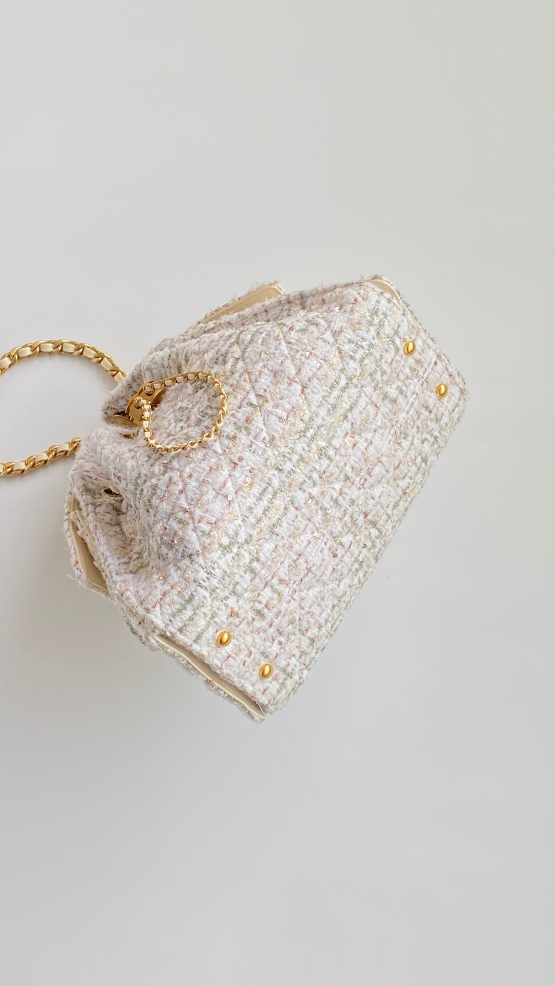 Chanel 2026 Hobo Bag 22cm Ivory White Pink Tweed