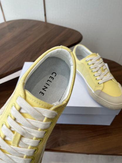 Celine Alan Sneakers Light Yellow Canvas Rubber 790668