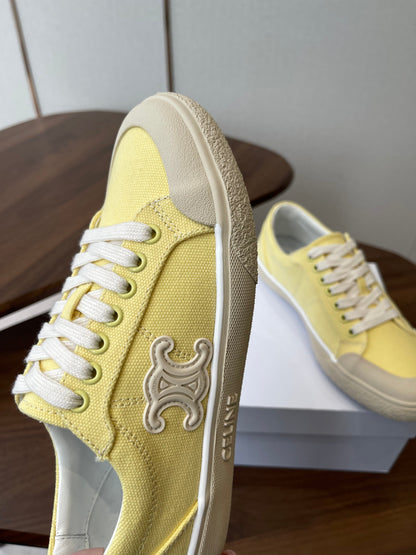 Celine Alan Sneakers Light Yellow Canvas Rubber 790668