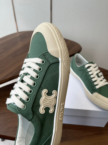 Celine Alan Sneakers Teal Green Canvas Rubber 790669