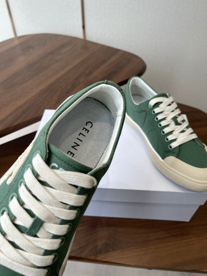 Celine Alan Sneakers Teal Green Canvas Rubber 790669