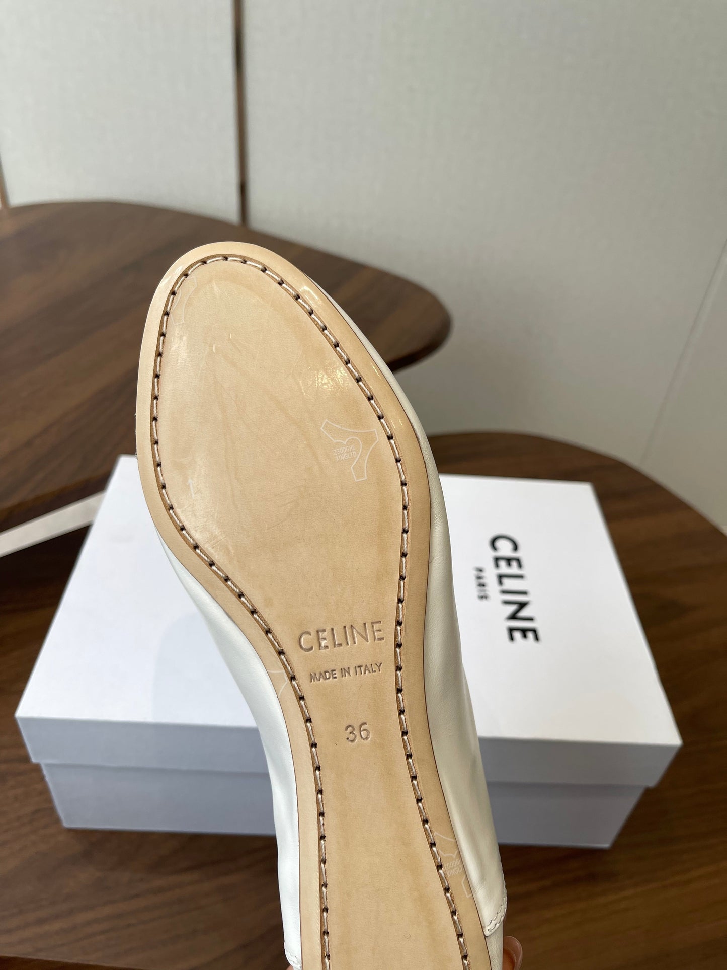 Celine Ballet Lace-Up Shoe White Lambskin 790670