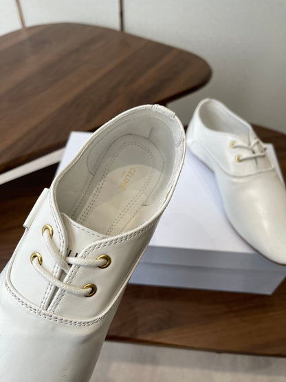 Celine Ballet Lace-Up Shoe White Lambskin 790670