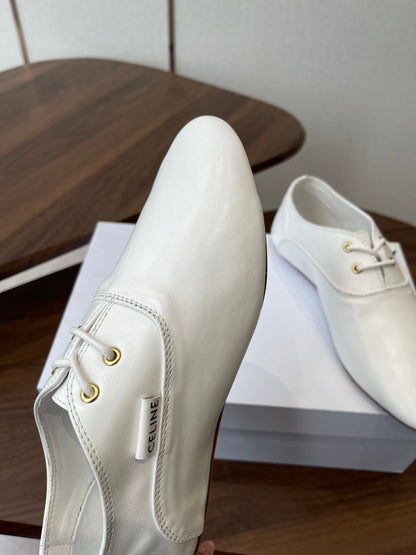Celine Ballet Lace-Up Shoe White Lambskin 790670