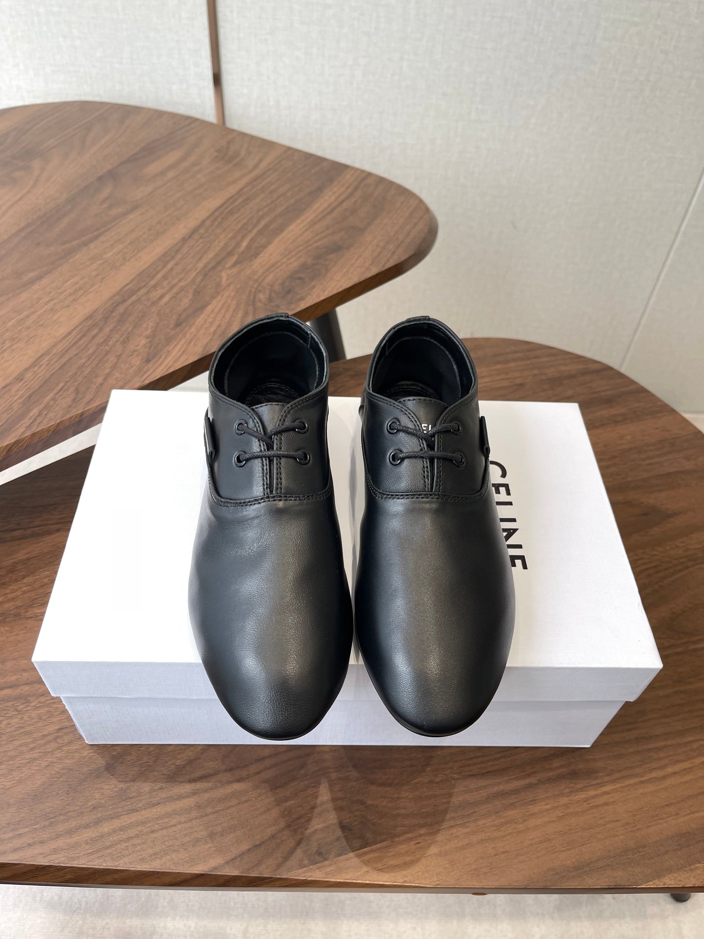 Celine Ballet Lace-Up Shoe Black Lambskin 790671