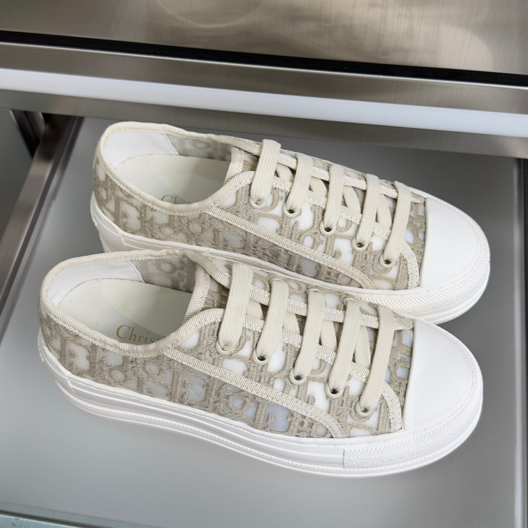 Dior 2026 Walk'n'Dior Platform Sneaker White Beige Fabric Sheepskin 713665