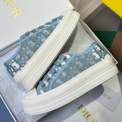 Dior 2026 Walk'n'Dior Platform Sneaker White Blue Fabric Sheepskin 713664