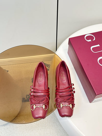GG 26SS Ballet Flats Burgundy Sheepskin 645706