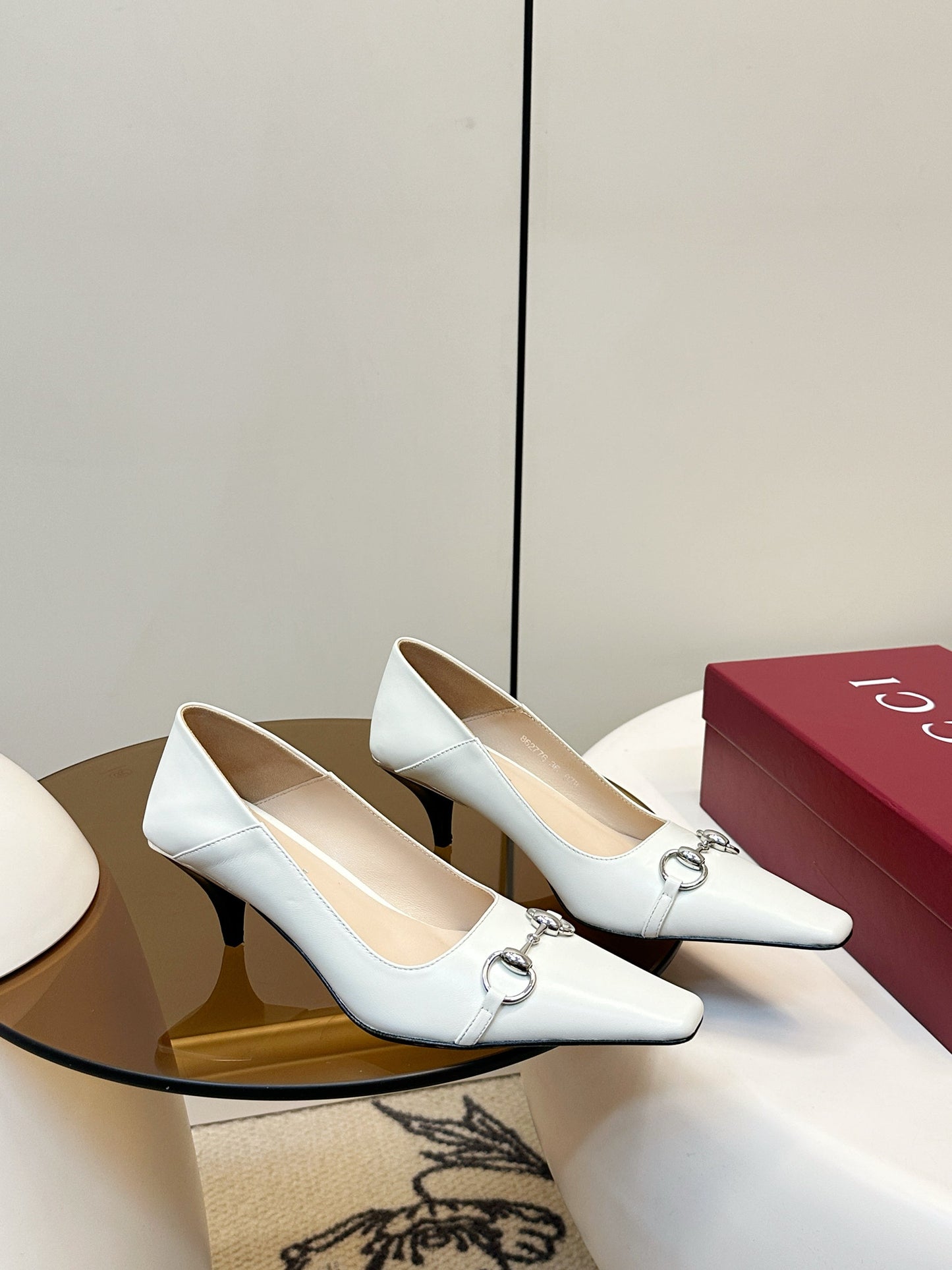 GG 26SS High Heels Pump White Calfskin 645694