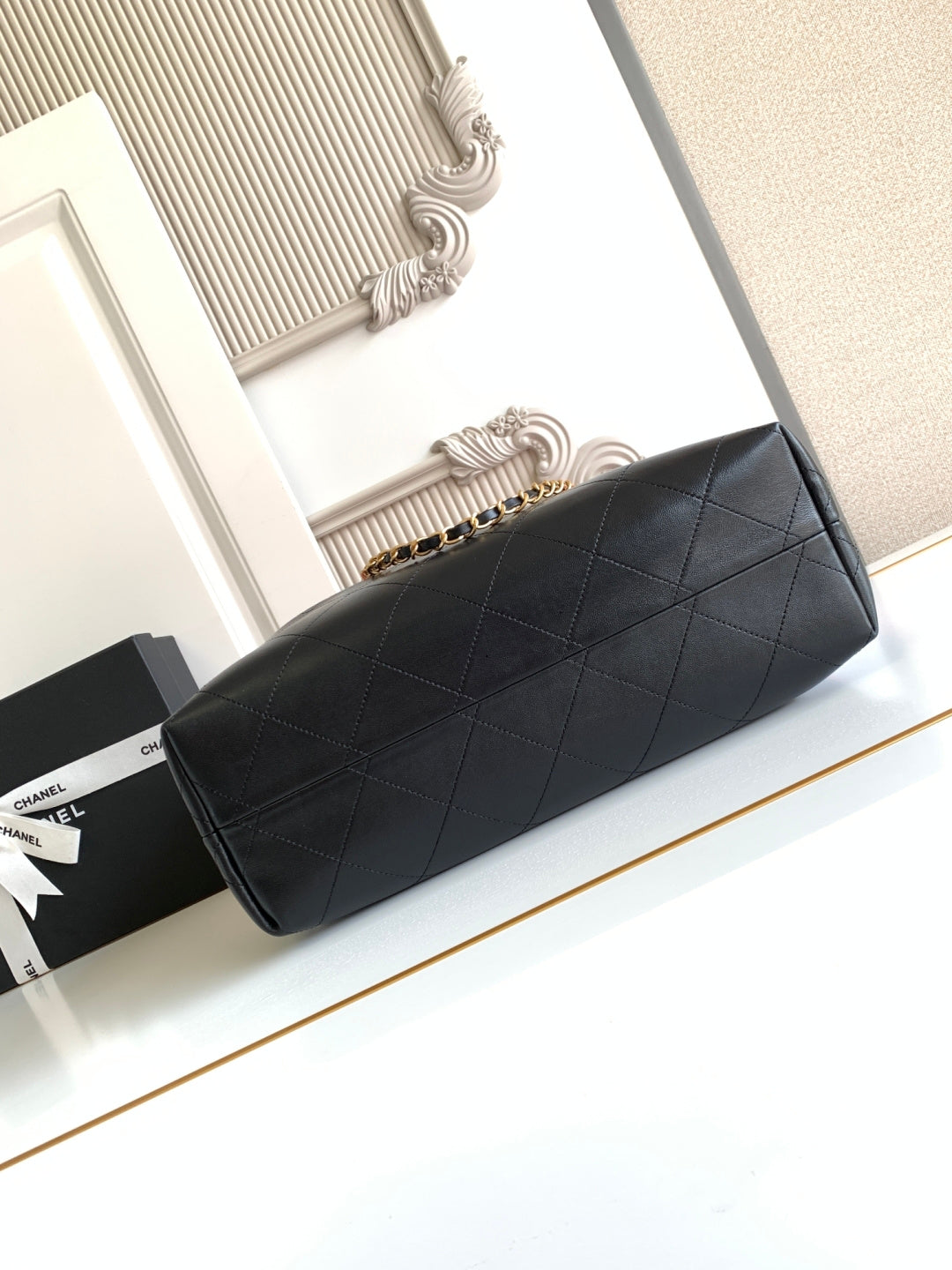 Chanel 2026 Shopping Bag 36cm Pink Black Suede Calfskin 348234