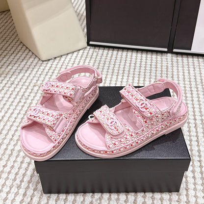 CC 26s Sandals Leather Raffia