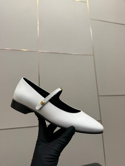 Celine City Mary-Jane White Lambskin 725640