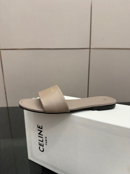 Celine Coast Mule Taupe Calfskin 725655