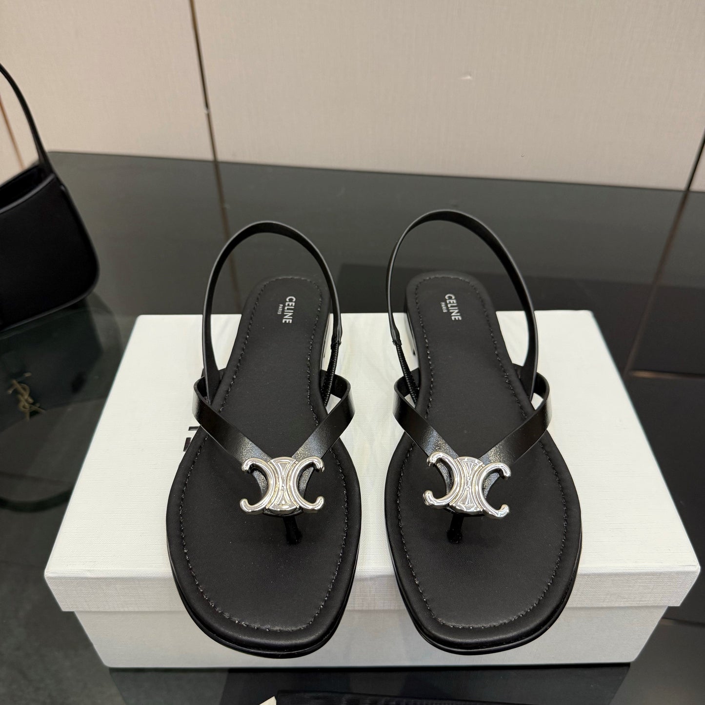 Celine Biki Sandal Black Calfskin 725675