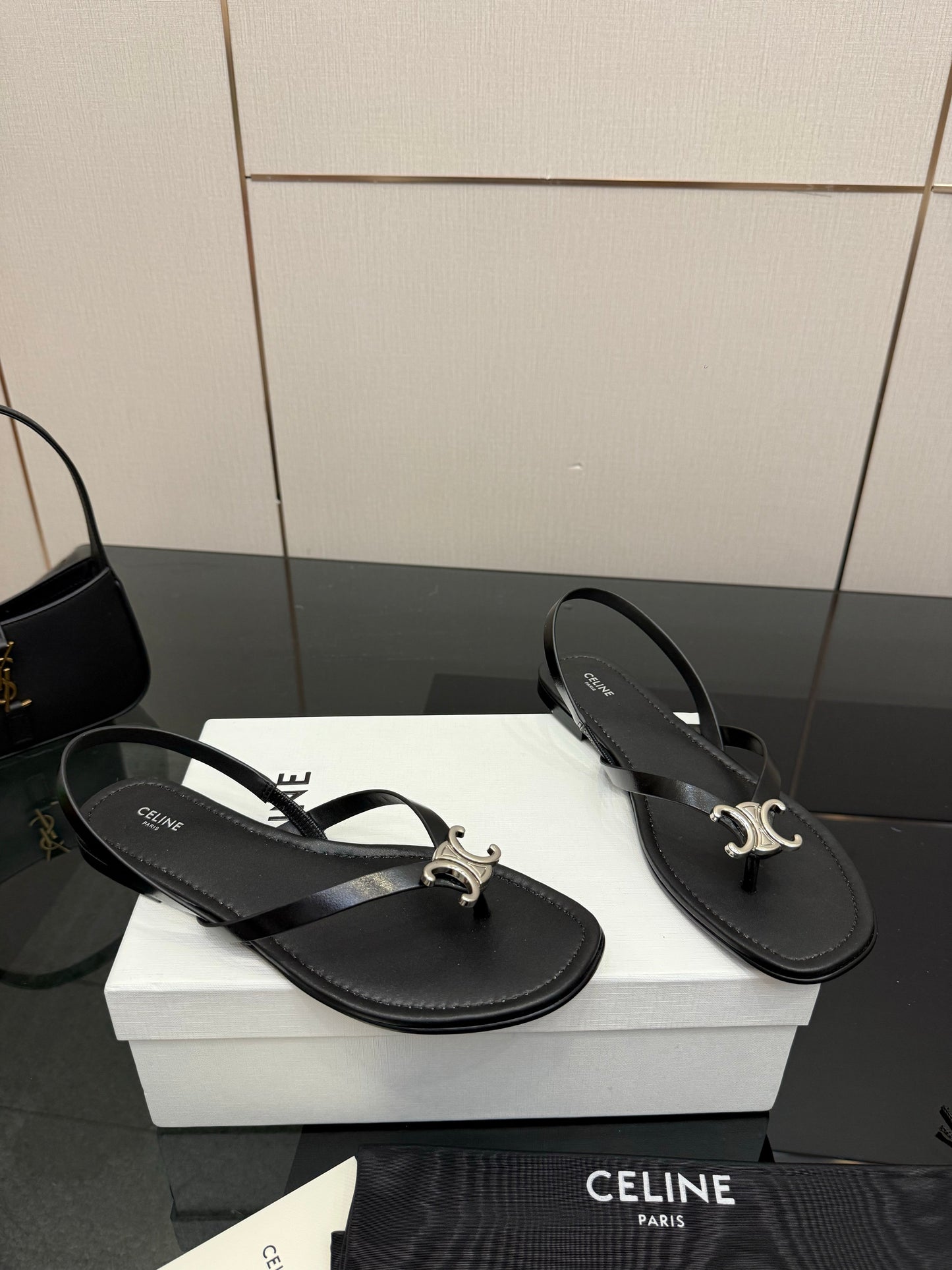 Celine Biki Sandal Black Calfskin 725675