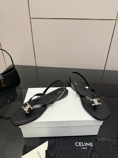 Celine Biki Sandal Black Calfskin 725675