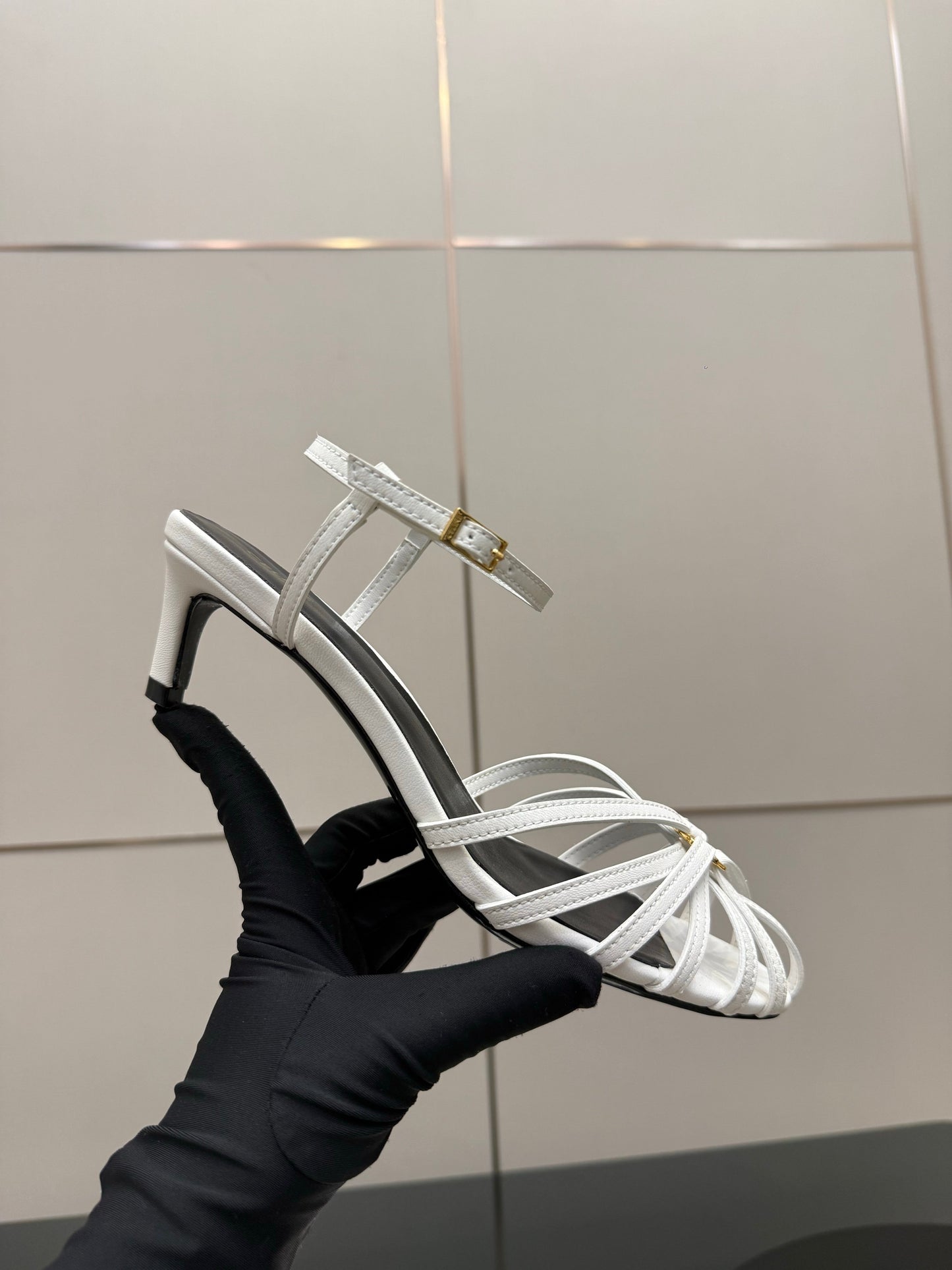 Celine 26s Sandal Triomphe 5cm White Lambskin 894267