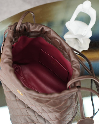 Chanel 26 Drawstring Bag Coffee Lambskin