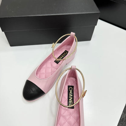 CC 26s Ballet Flats Light Pink Black Sheepskin 626302