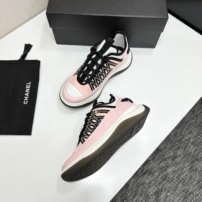 CC 26s Casual Sneakers Light Pink Black Fabric Cowhide 626374
