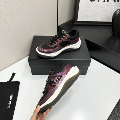 CC 26s Casual Sneakers Black Plum Purple Fabric Cowhide 626381