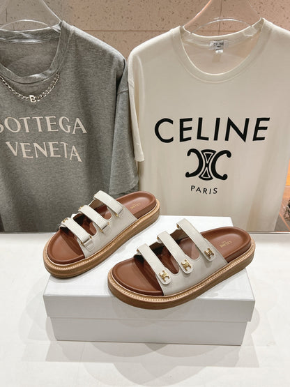 CELINE Dad Sandal Mule White Cowhide 236752