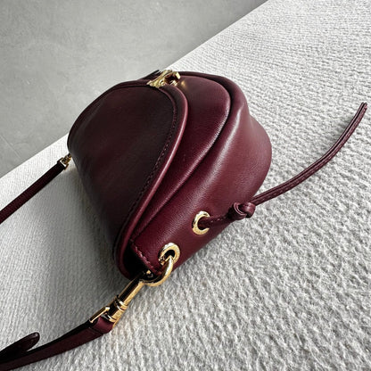 Celine Halfmoon Triomphe Small Bag 25cm Burgundy Lambskin