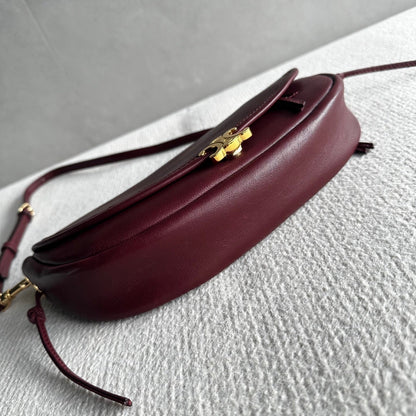 Celine Halfmoon Triomphe Small Bag 25cm Burgundy Lambskin