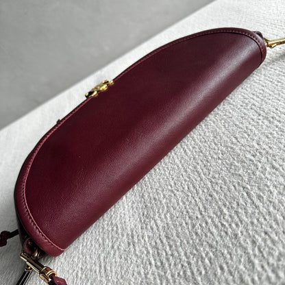 Celine Halfmoon Triomphe Small Bag 25cm Burgundy Lambskin