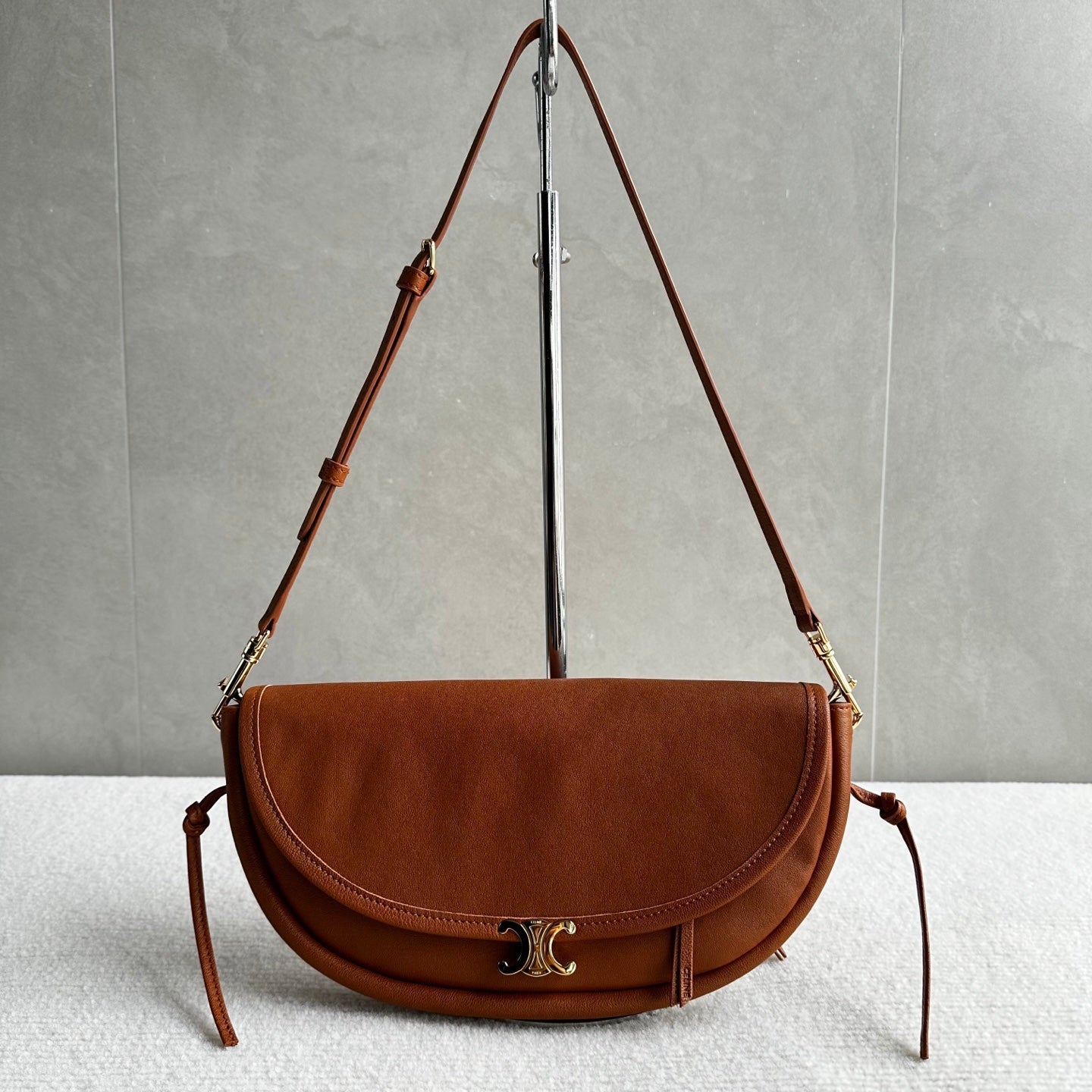 Celine Halfmoon Triomphe Small Bag 25cm Brown Lambskin