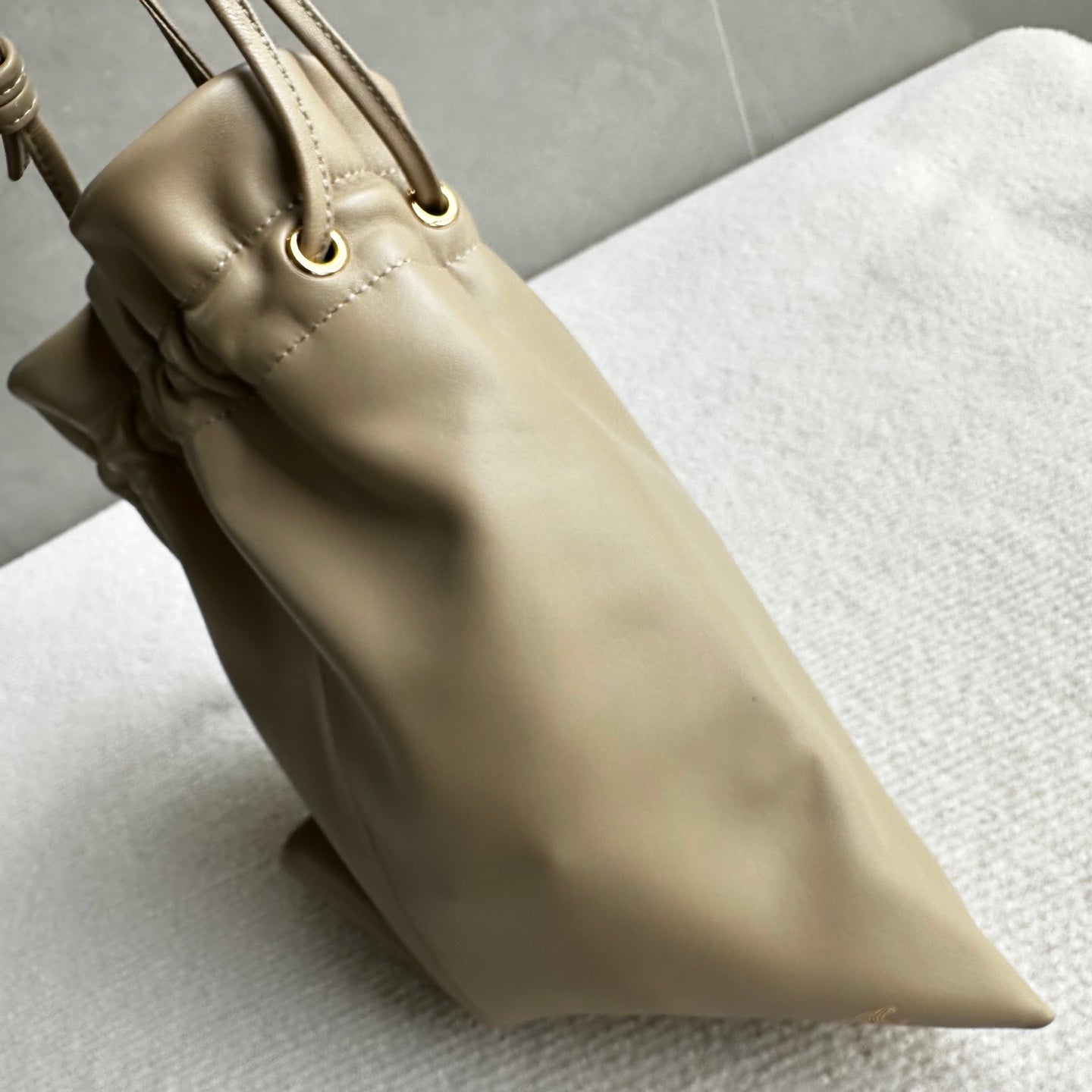 Celine Crystal Pouch Taupe Lambskin