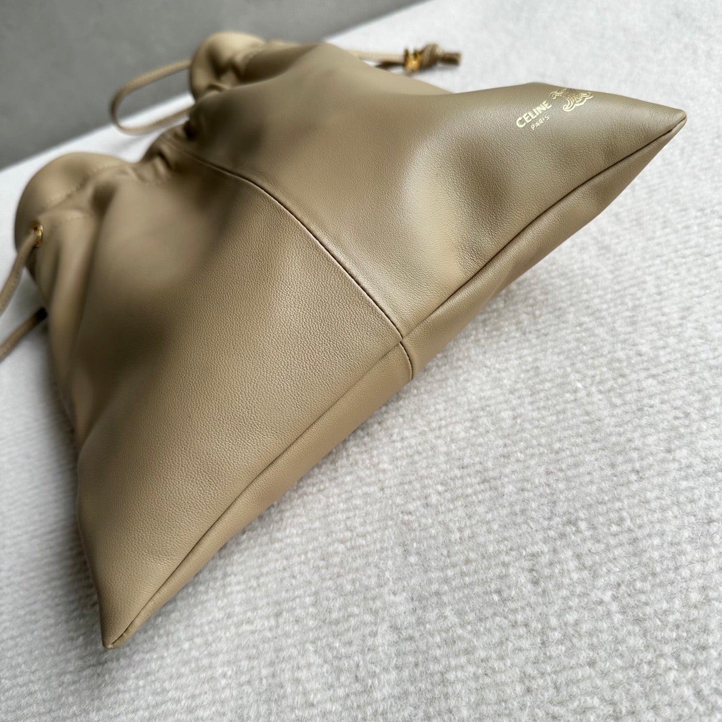 Celine Crystal Pouch Taupe Lambskin