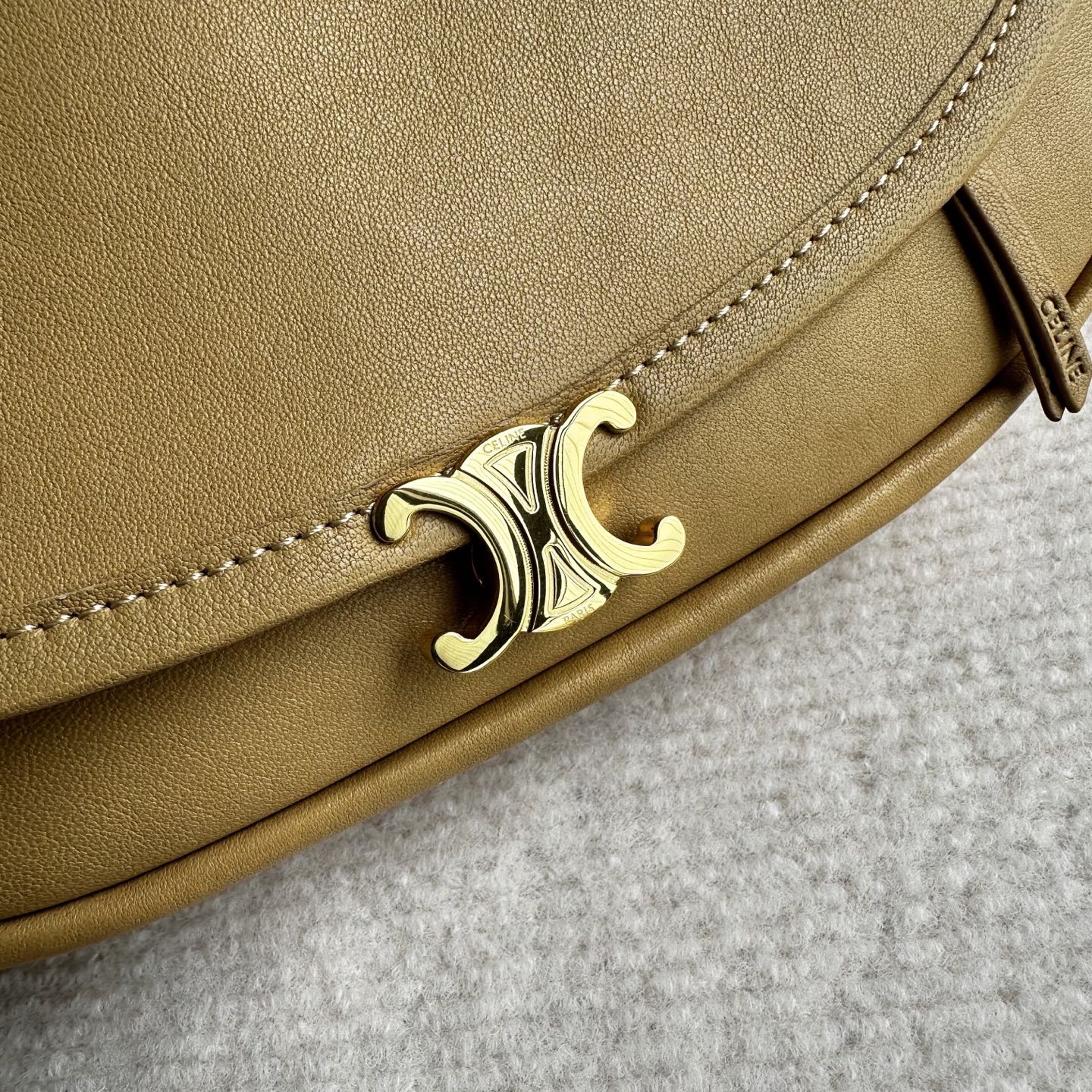 Celine Halfmoon Triomphe Small Bag 25cm Beige Lambskin