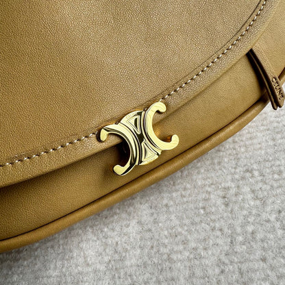 Celine Halfmoon Triomphe Small Bag 25cm Beige Lambskin