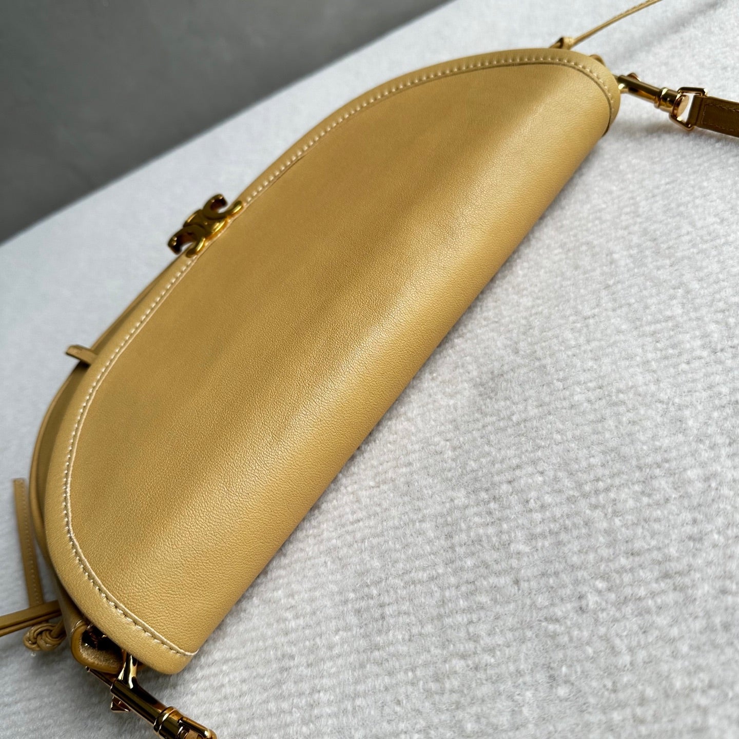 Celine Halfmoon Triomphe Small Bag 25cm Beige Lambskin