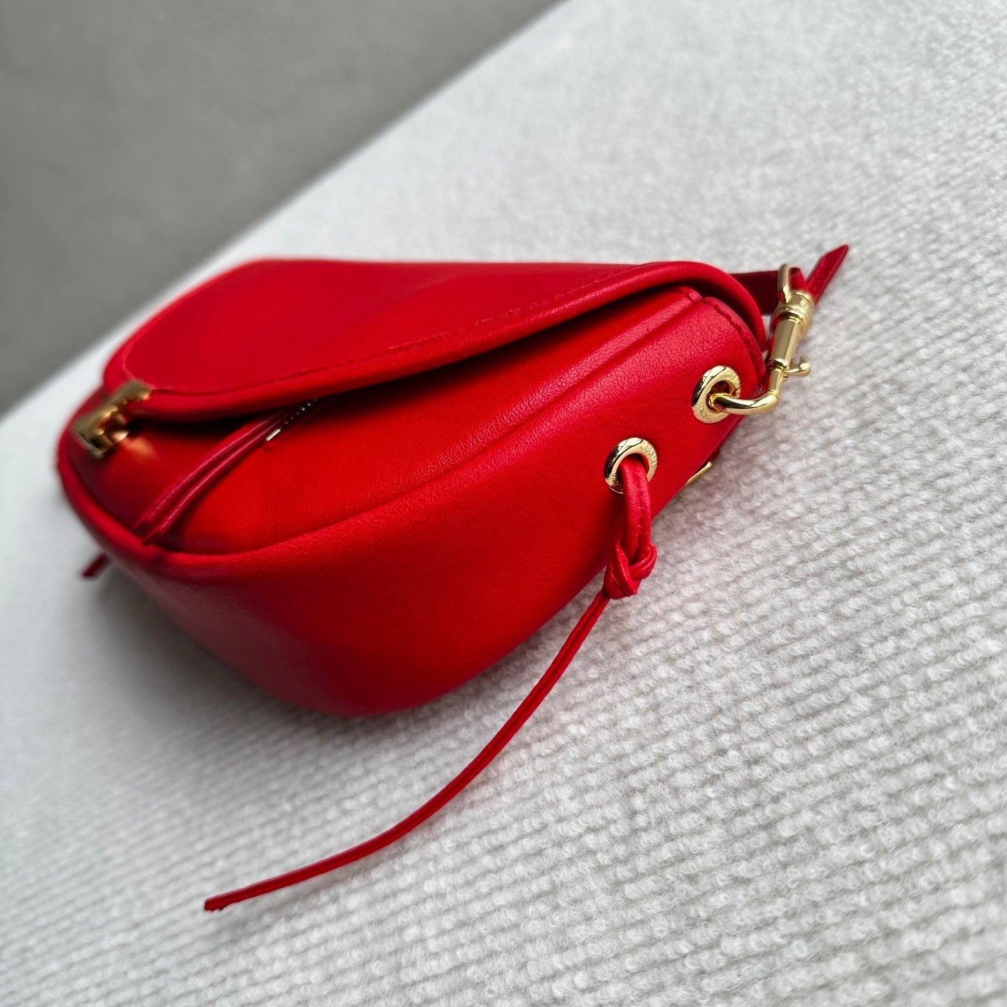 Celine Halfmoon Triomphe Small Bag 25cm Red Lambskin