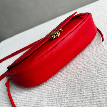 Celine Halfmoon Triomphe Small Bag 25cm Red Lambskin